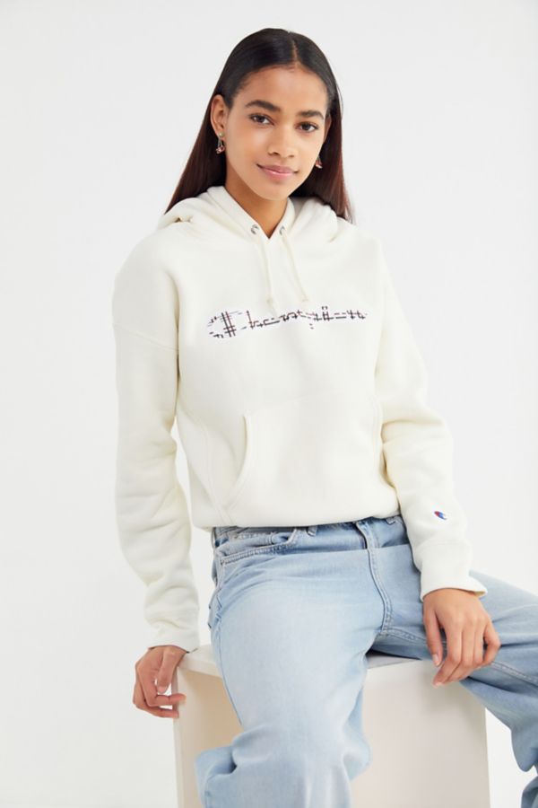 Champion UO Exclusive Plaid Logo Hoodie Sweatshirt | Urban Outfitters