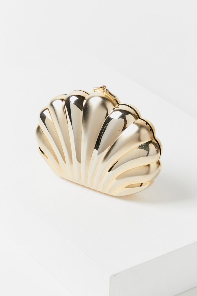 Vintage Gold Metal Shell Clutch Urban Outfitters