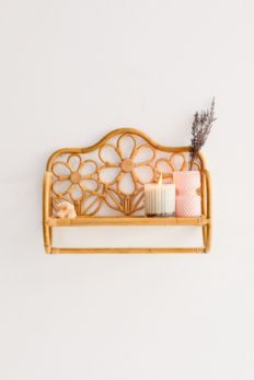 Slide View: 2: Rattan Daisy Wall Shelf