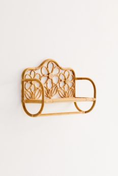 Slide View: 3: Rattan Daisy Wall Shelf