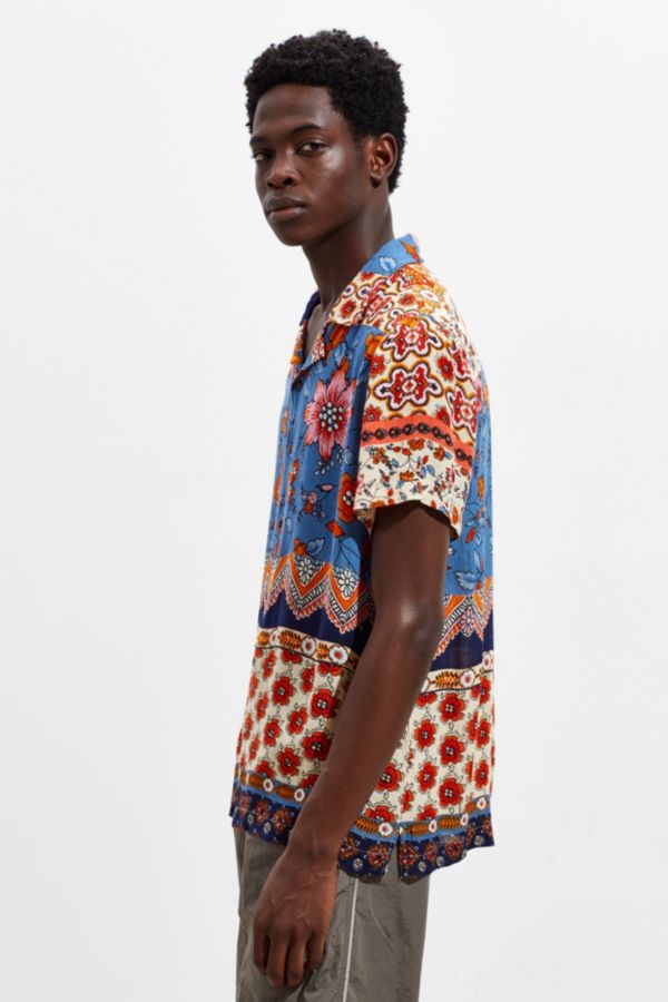 Raga Man Crepe Tapestry Short Sleeve Button-Down Shirt | Urban Outfitters
