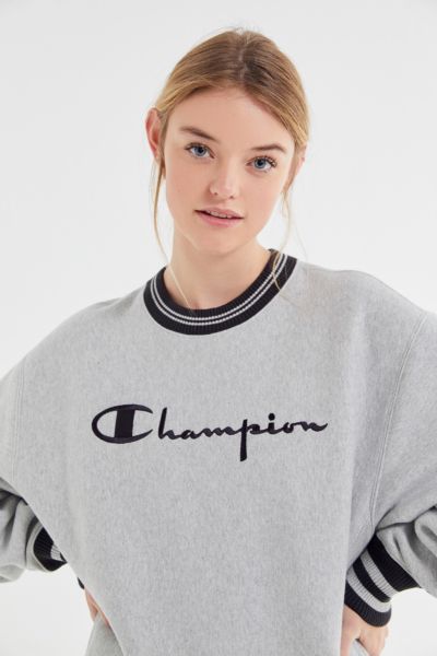 champion oversized striped crew neck sweatshirt