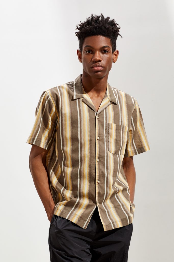 UO Soft Stripe Breezy Short Sleeve Button-Down Shirt | Urban Outfitters