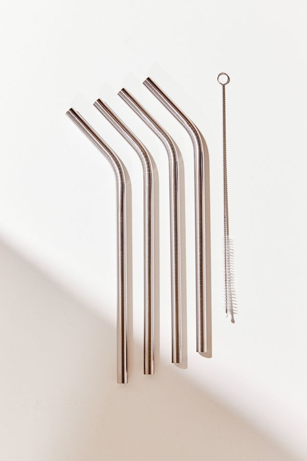 Stainless Steel Straw Set Of 4 Urban Outfitters