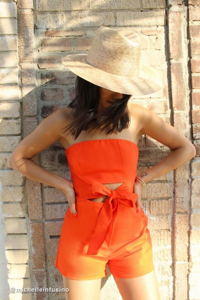strapless tie front romper