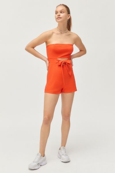strapless tie front romper