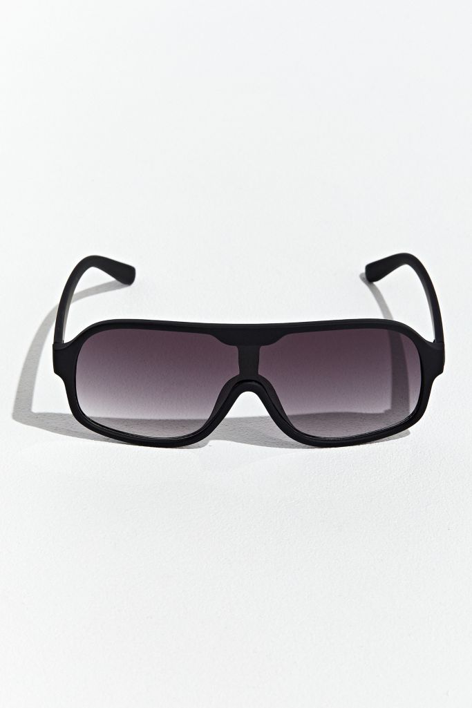 Rubberized Retro Sport Shield Sunglasses Urban Outfitters 