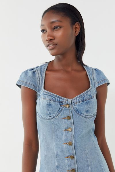 Lioness Cantanzaro Denim Button-Down Mini Dress | Urban Outfitters