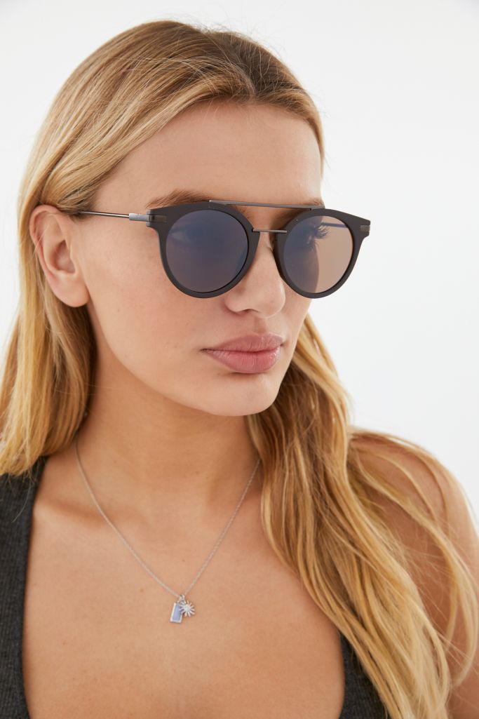Sydney Double Brow Bar Round Sunglasses Urban Outfitters Canada