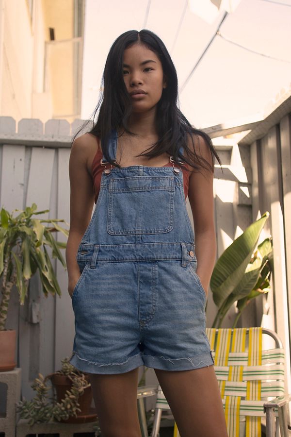 Slide View: 1: BDG Leila Denim Shortall Overall – Light Blue