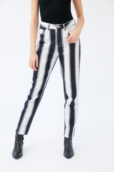 black and white pinstripe jeans