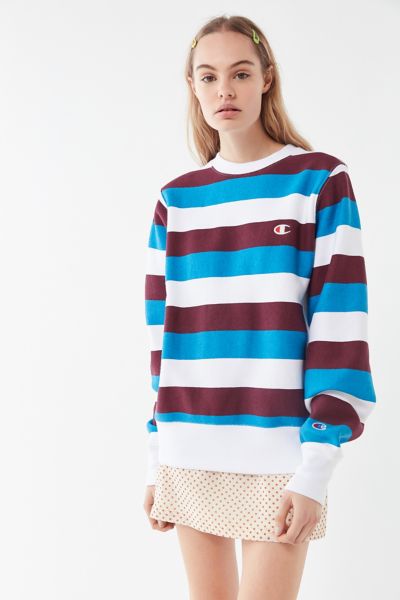 champion oversized striped crew neck sweatshirt