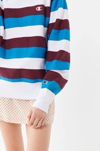 champion oversized striped crew neck sweatshirt