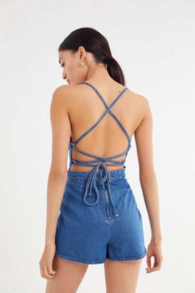 urban outfitters denim romper