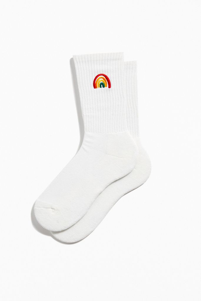 Embroidered Rainbow Sport Crew Sock | Urban Outfitters