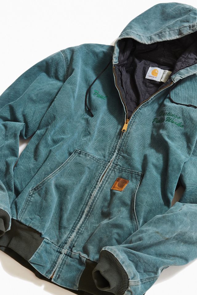 Vintage Carhartt Teal Hooded Work Jacket | Urban Outfitters