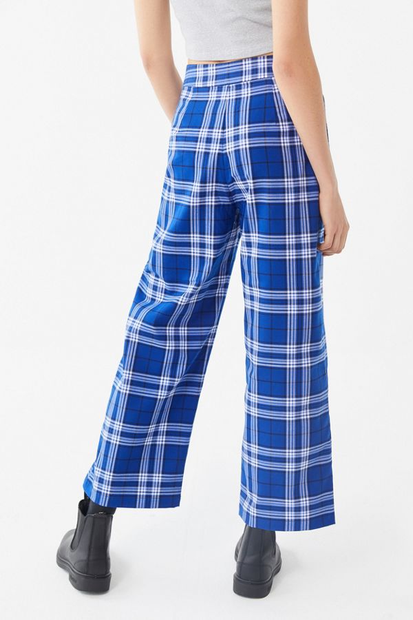 UO Daisy Plaid Zip-Front Wide Leg Pant | Urban Outfitters