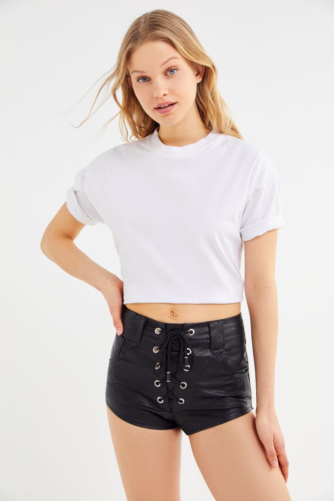Lioness Anacapri Faux Leather Lace-Up Short | Urban Outfitters