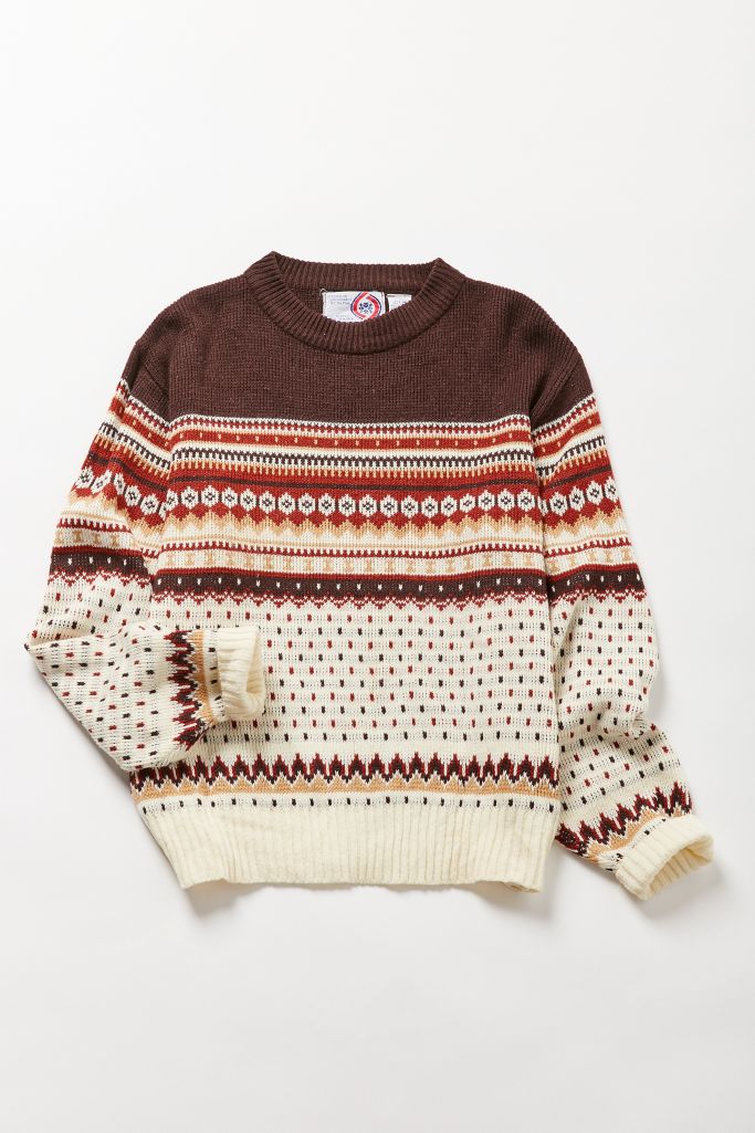 Vintage Brown Fair Isle Sweater | Urban Outfitters