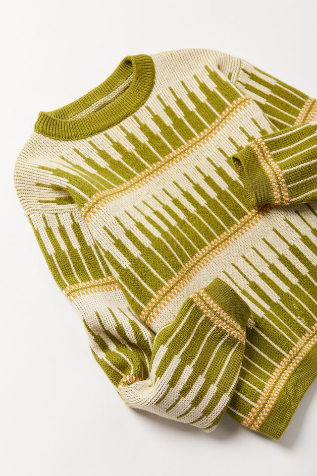 Vintage Green Intarsia Sweater Urban Outfitters