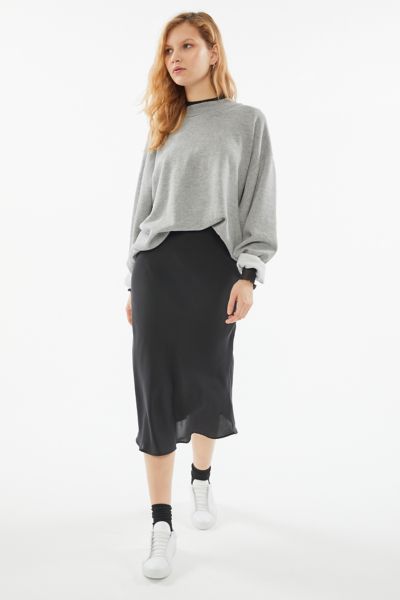 uo rowan satin slip skirt