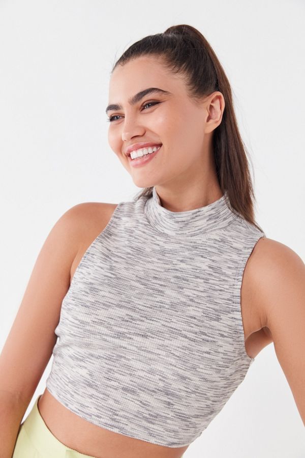 Urban Renewal Remnants Space Dye Mock Neck Cropped Top | Urban Outfitters