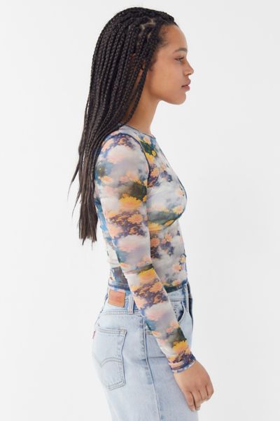 urban outfitters sheer floral top