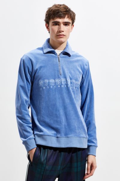 AJOBYAJO Velour Logo Half-Zip Sweatshirt | Urban Outfitters