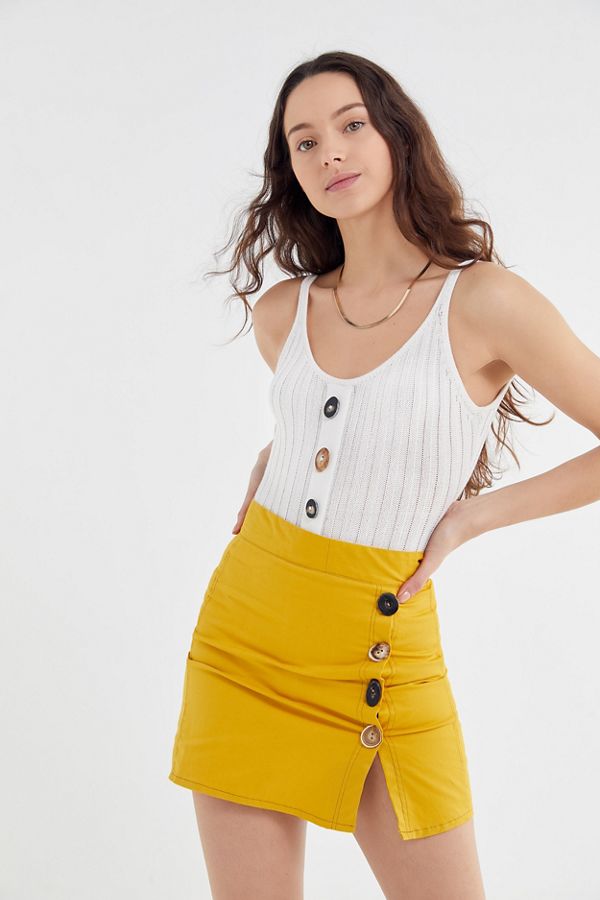 Tach Clothing Idoia Ribbed ButtonFront Bodysuit Urban Outfitters