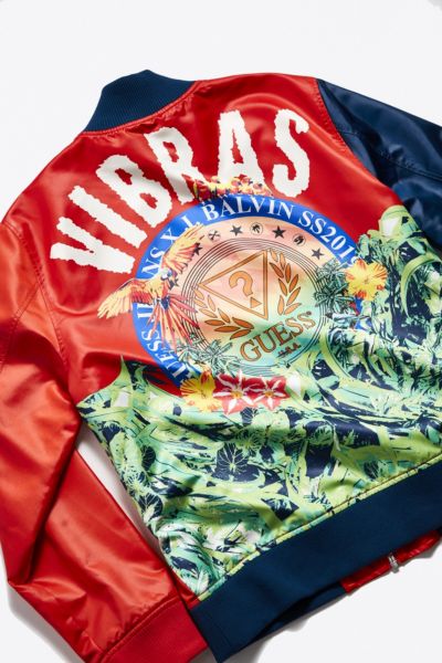 GUESS X J Balvin Vibras Alpine Satin Bomber Jacket | Urban Outfitters