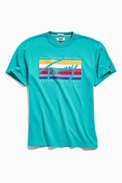 tommy jeans rainbow box tee