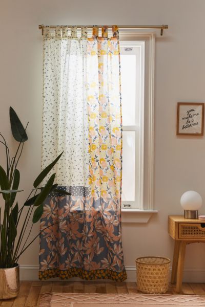 Yellow Classic Design Pocket Three Kitchen Curtains Tie Backs joni patchwork print window panel