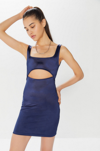 satin cut out bodycon dress