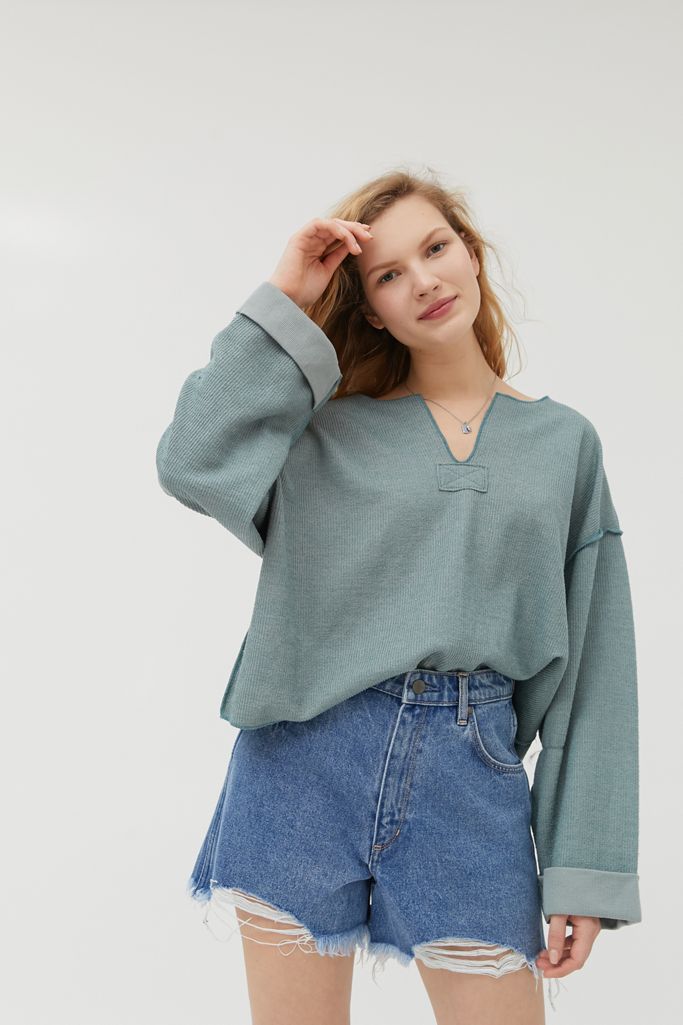 UO Jax Inside Out Notch Neck Top | Urban Outfitters