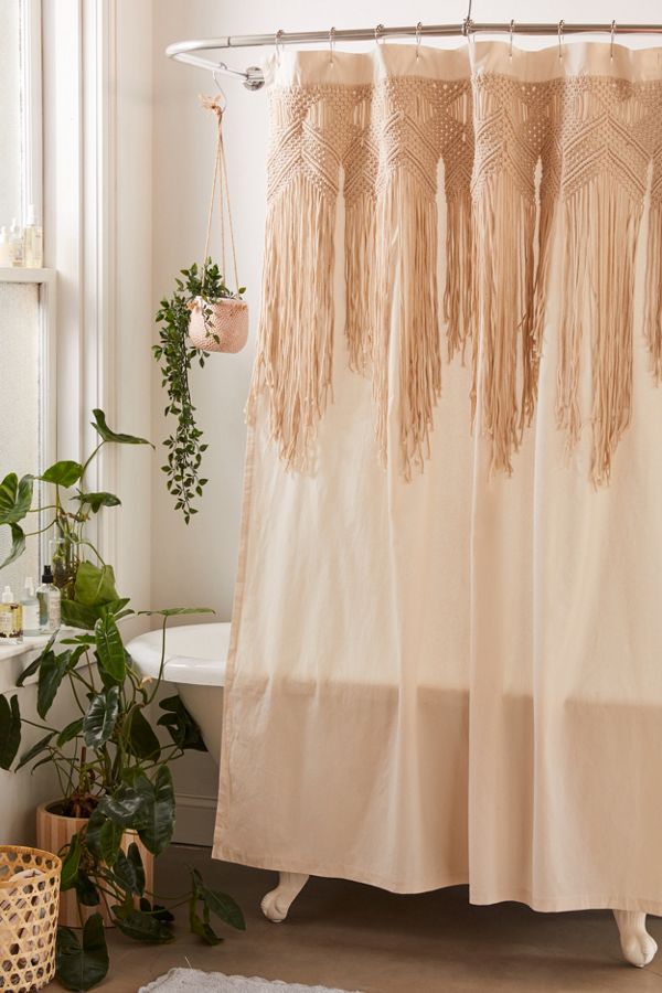 Slide View: 1: Macramé Shower Curtain