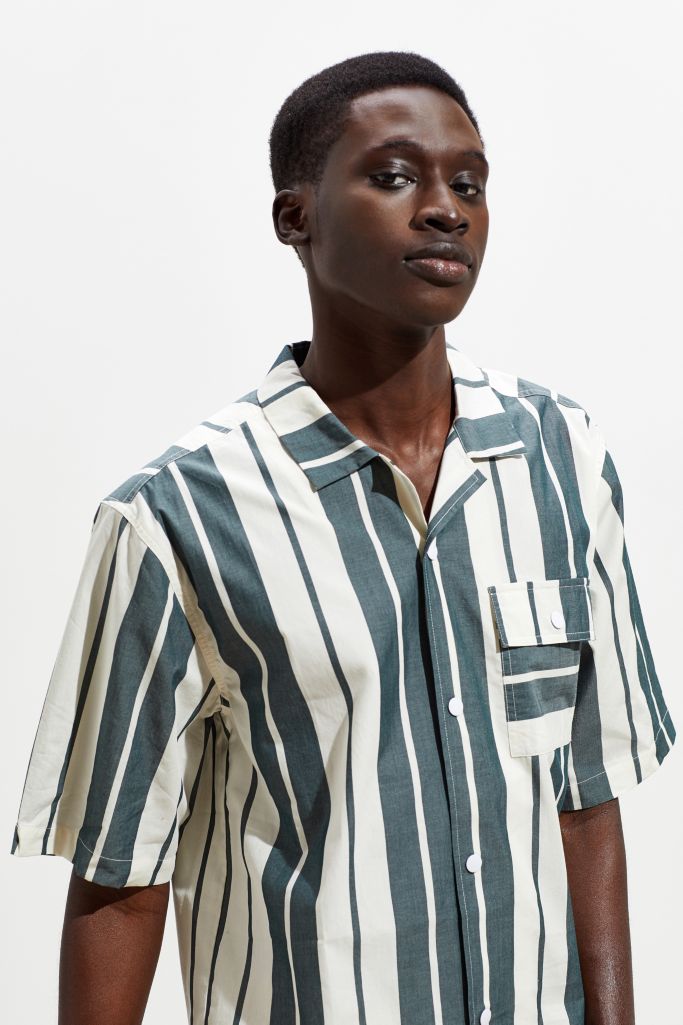 UO Stripe Half Sleeve Button-Down Shirt | Urban Outfitters