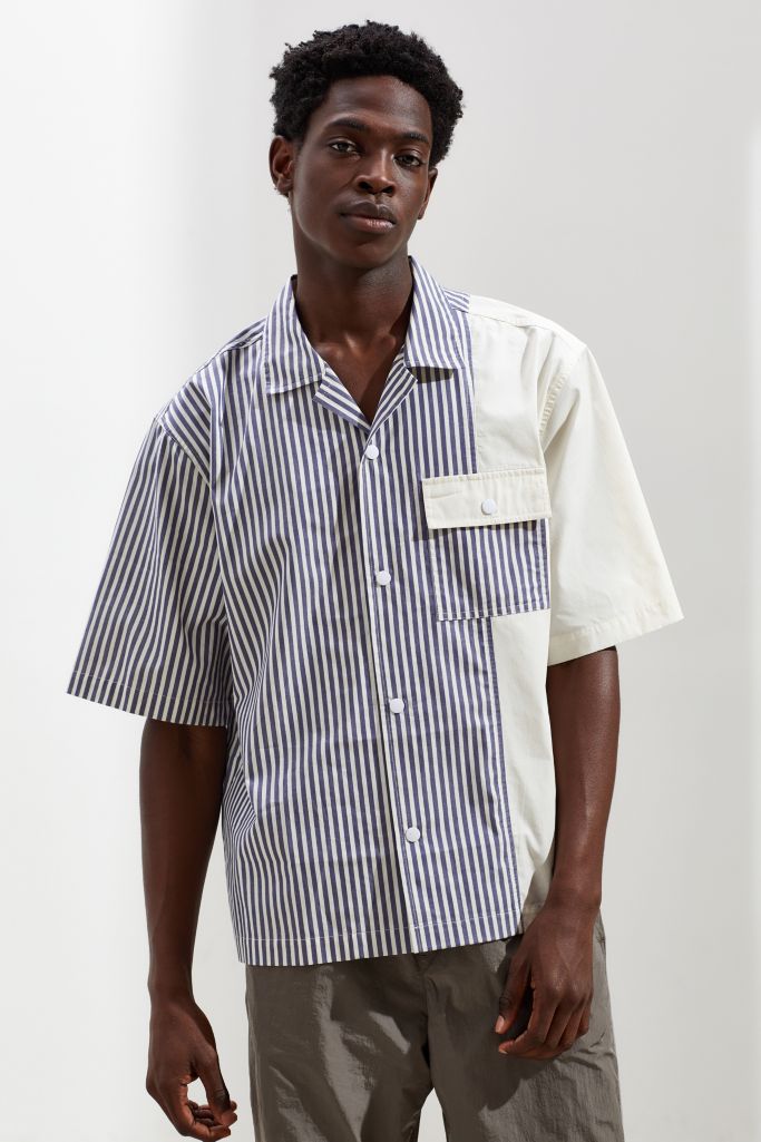 UO Blocked Half Sleeve Button-Down Shirt | Urban Outfitters