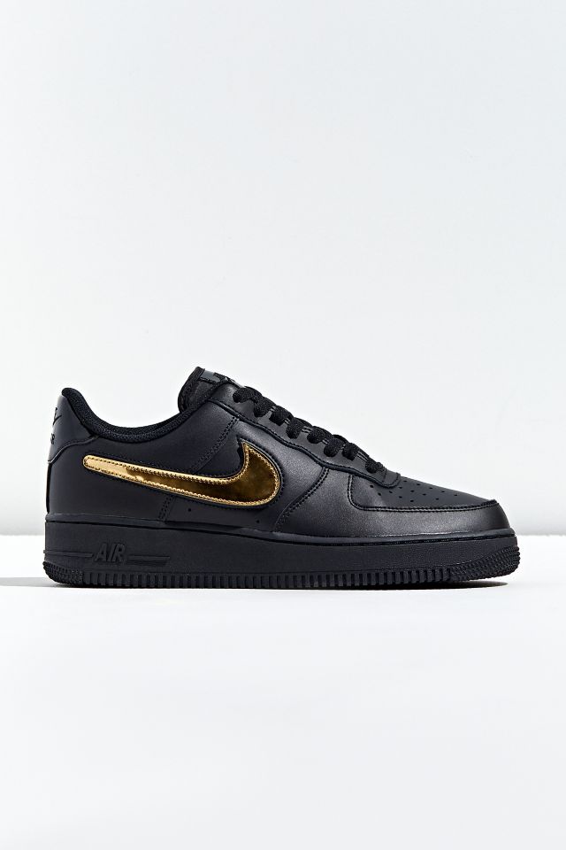 nike black air force 1 swoosh tape trainers