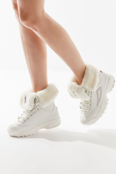 white fila boots with fur