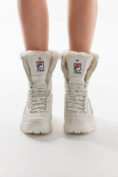 white fila boots with fur