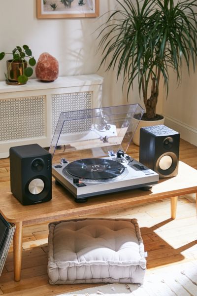 table for record player and speakers