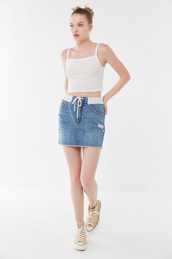 UO Peyton Denim Drawstring Low-Rise Mini Skirt | Urban Outfitters