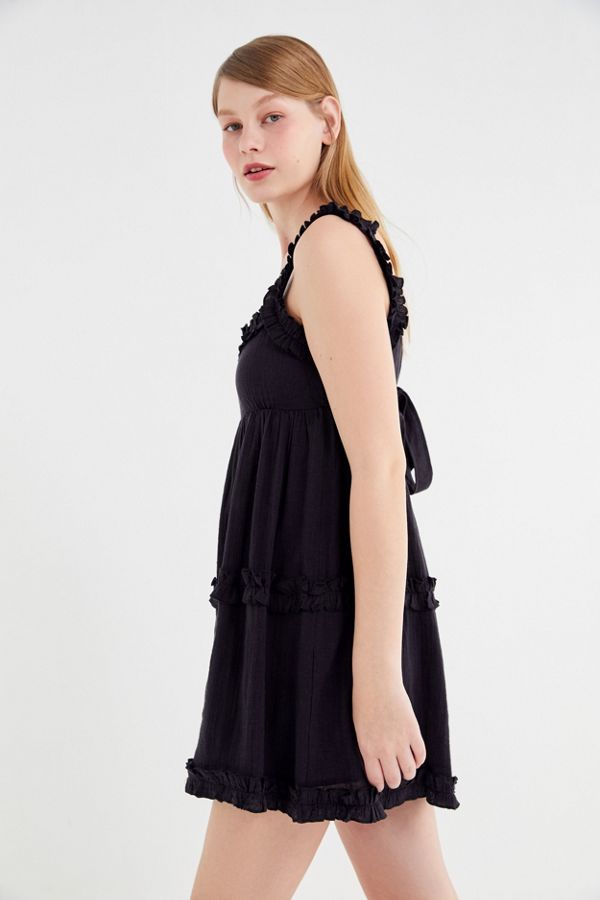 UO Georgia Linen Tie-Back Apron Dress | Urban Outfitters Canada
