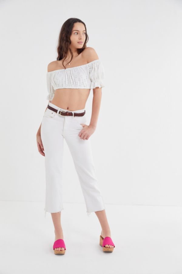 UO Emma Eyelet Ruffle Cropped Top | Urban Outfitters