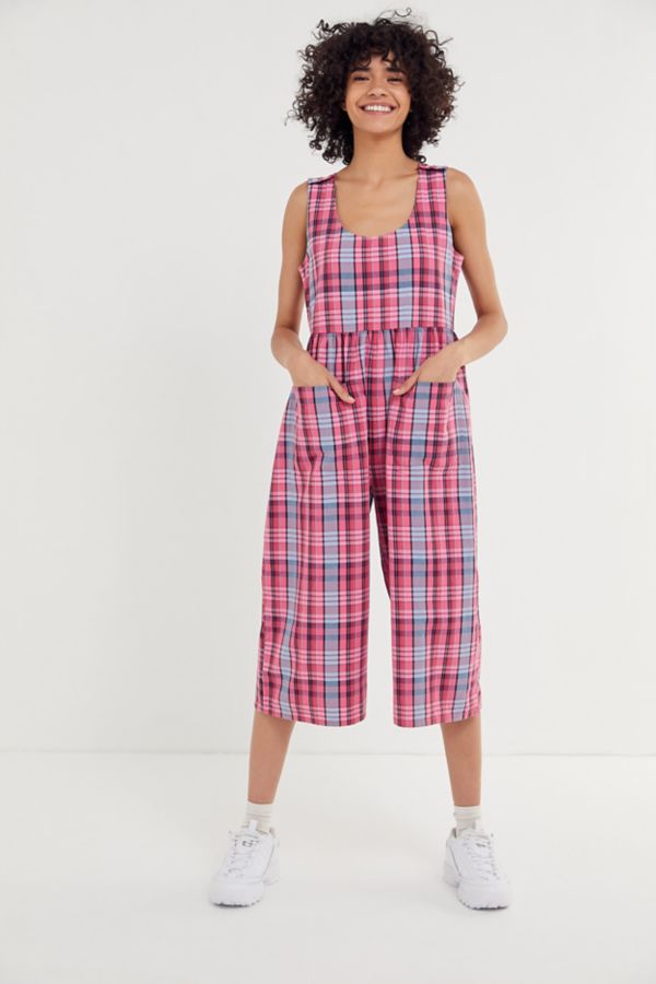 UO Patty ‘90s Plaid Cropped Jumpsuit | Urban Outfitters