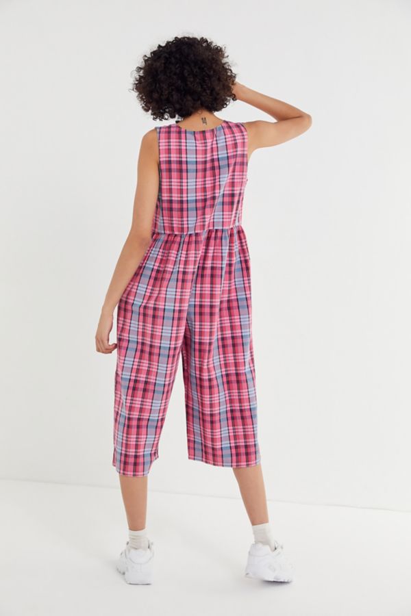 UO Patty ‘90s Plaid Cropped Jumpsuit | Urban Outfitters