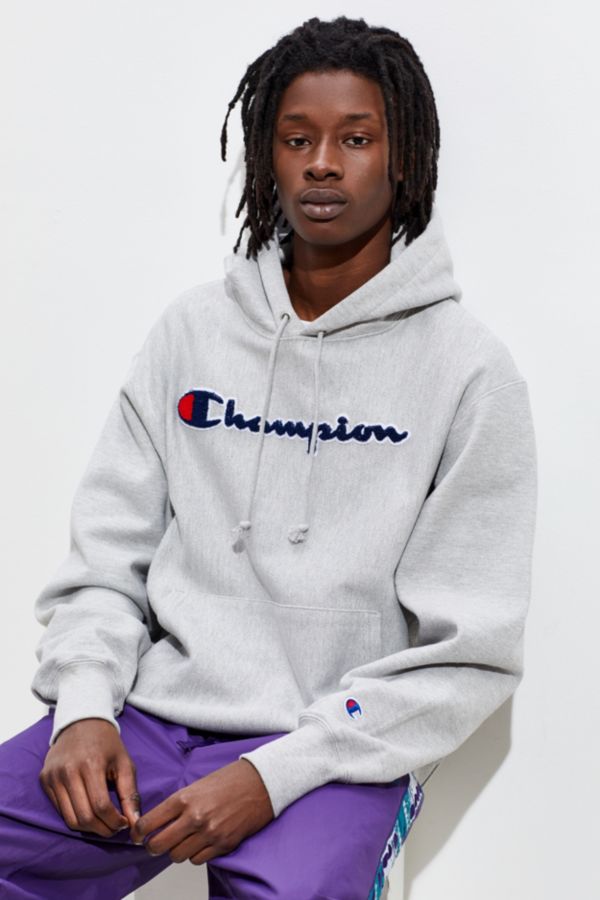 Slide View: 1: Champion Chenille Embroidered Logo Hoodie Sweatshirt 