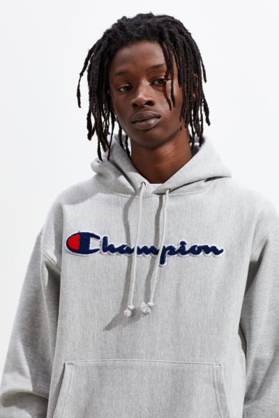 champion chenille embroidered logo hoodie sweatshirt