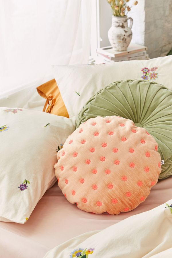 Ditsy Daisy Embroidered Velvet Throw Pillow Urban Outfitters
