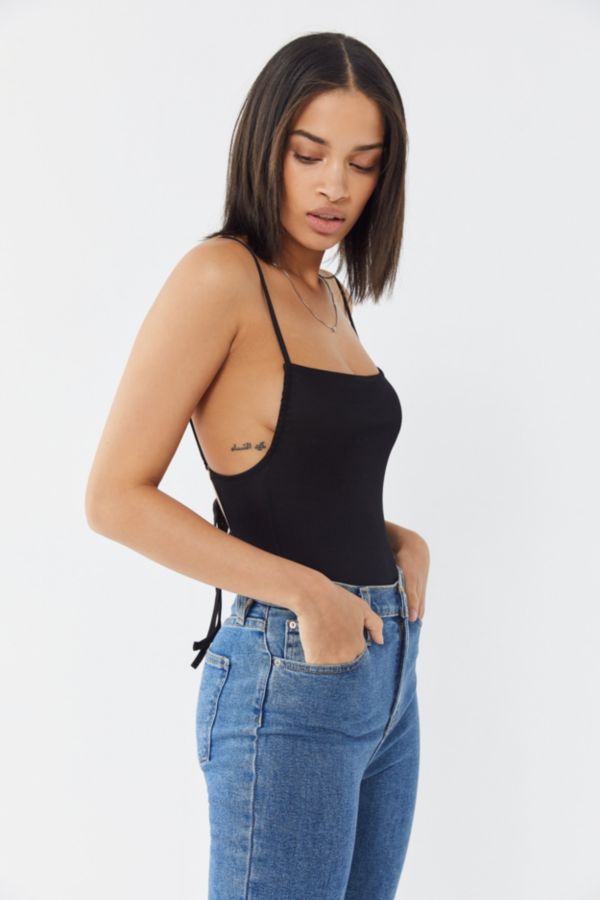 Out From Under Square Neck Tie-Back Bodysuit | Urban Outfitters